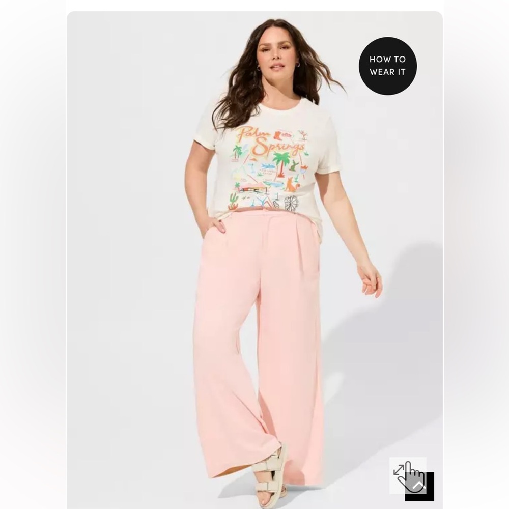 Studio by Torrid: Wide Leg Stretch Crepe High-Rise Pant - Pink / Size 16